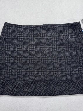 Willi Smith Black Metallic Jacquard Mini Skirt Size 12 Classic Preppy Business